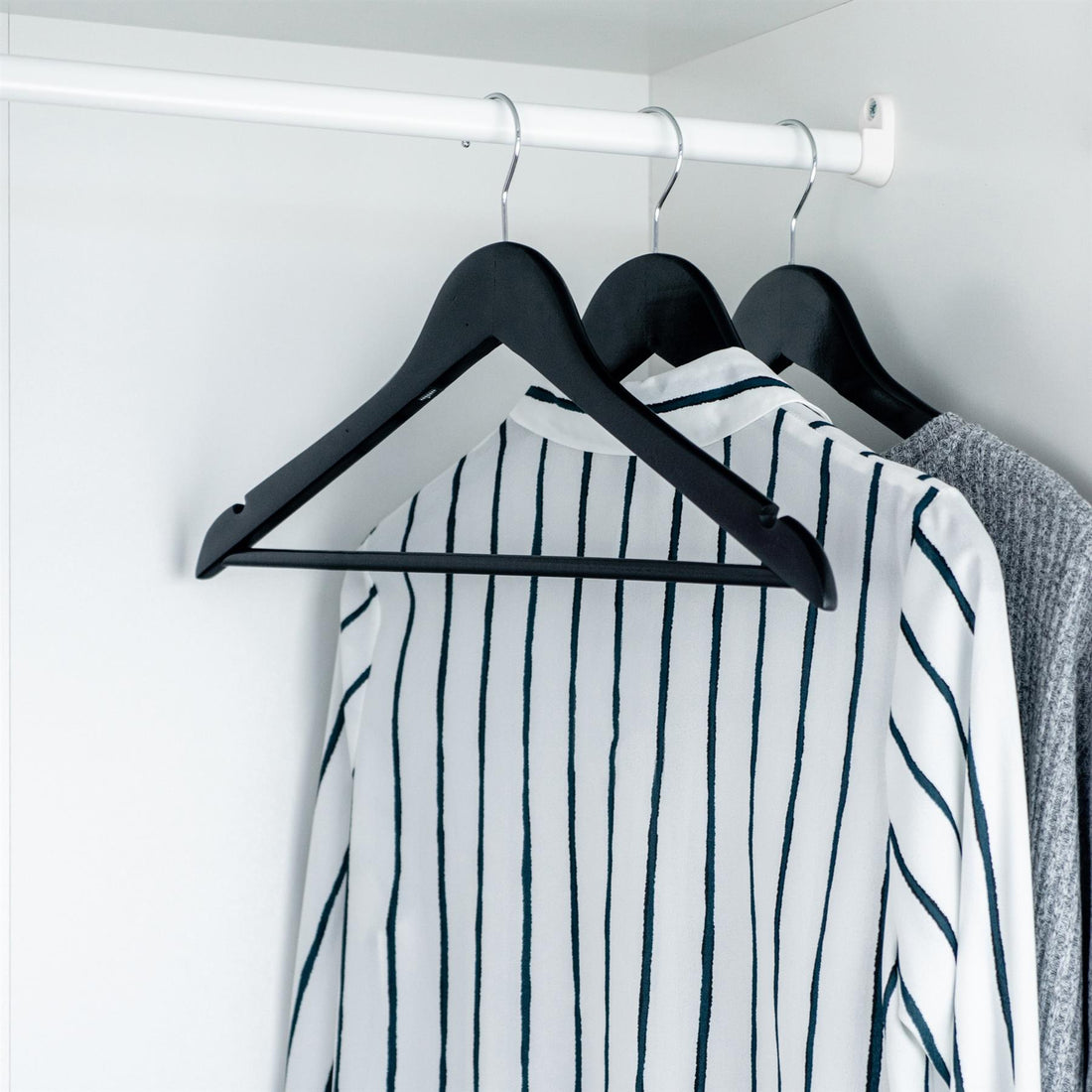 Black Wooden Coat Hangers - Pack of 10