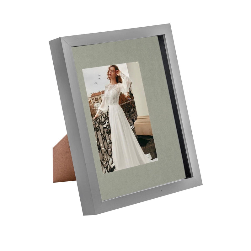 8" x 10" Grey 3D Box Photo Frame with 4" x 6" Mount - By Nicola Spring