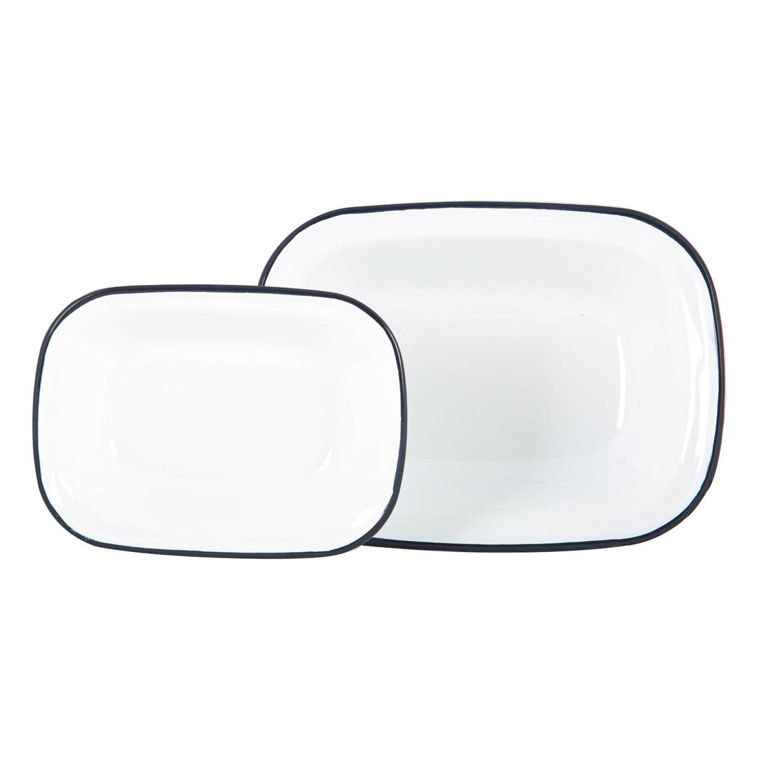 2-Piece White &amp; Navy Enamel Pie Dish Set