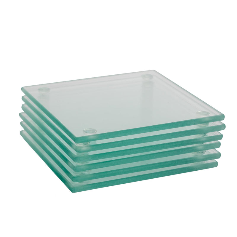 Clear 10cm Glass Coasters - Pack of 6 - By Harbour Housewares