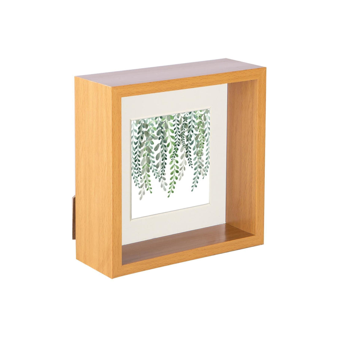 Medium Wood 6" x 6" Deep Shadow Box Photo Frame with 4" x 4" Ivory Mount
