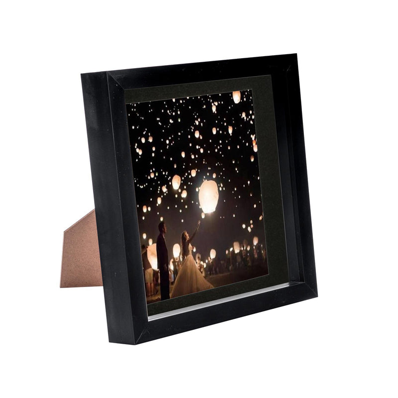 8" x 8" Black 3D Box Photo Frame with 6" x 6" Mount - By Nicola Spring