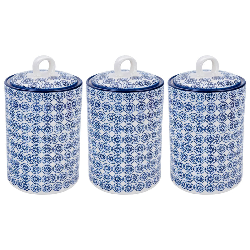 Hand Printed China Tea & Coffee Canisters - Pack of Three - By Nicola Spring