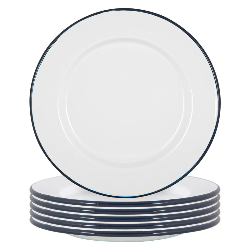 White Enamel Dinner Plates - 25.5cm - Pack of 6 - By Argon Tableware