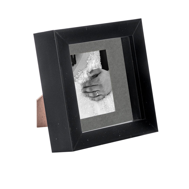 4" x 4" Black 3D Box Photo Frame with 2" x 2" Mount - By Nicola Spring