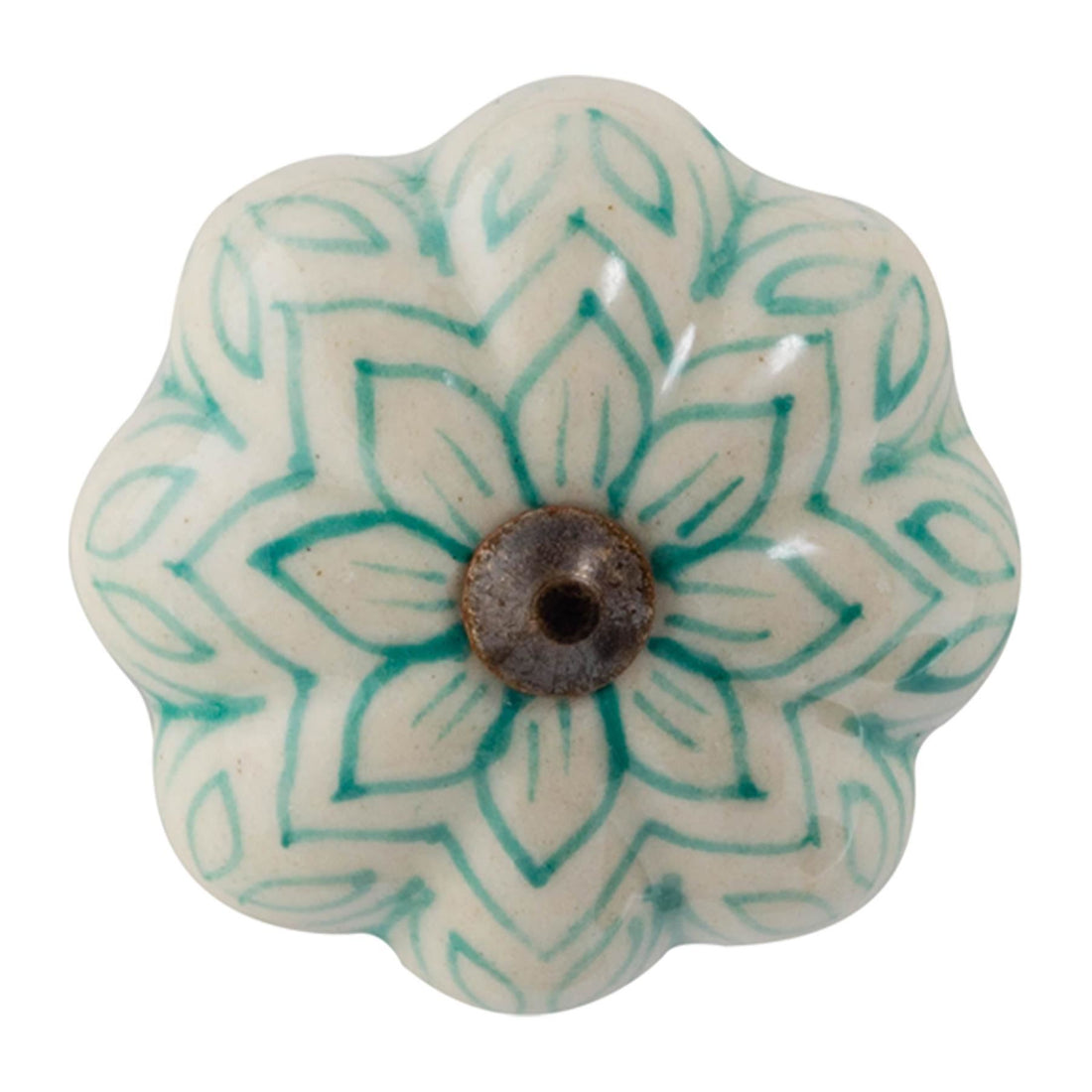 Mint Green 4.5cm Vintage Floral Ceramic Cabinet Knob