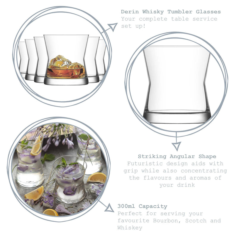 300ml Derin Whisky Glasses - Pack of Six - By LAV