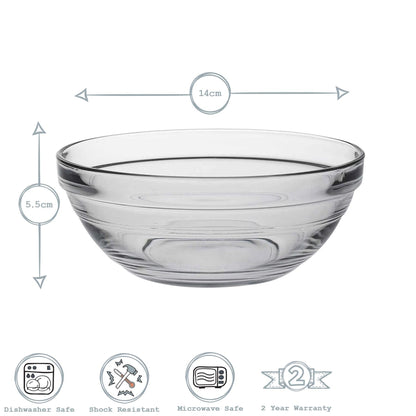 14cm Clear Lys Glass Nesting Mixing Bowl