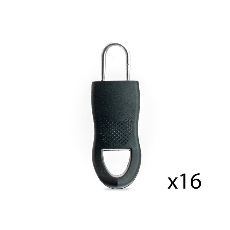 Black Universal Zipper Fixers - 2 Sizes - Pack of 16 - By Harbour Housewares