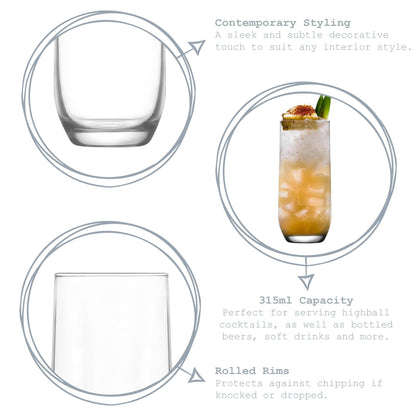 315ml Sude Highball Glasses - Pack of Six