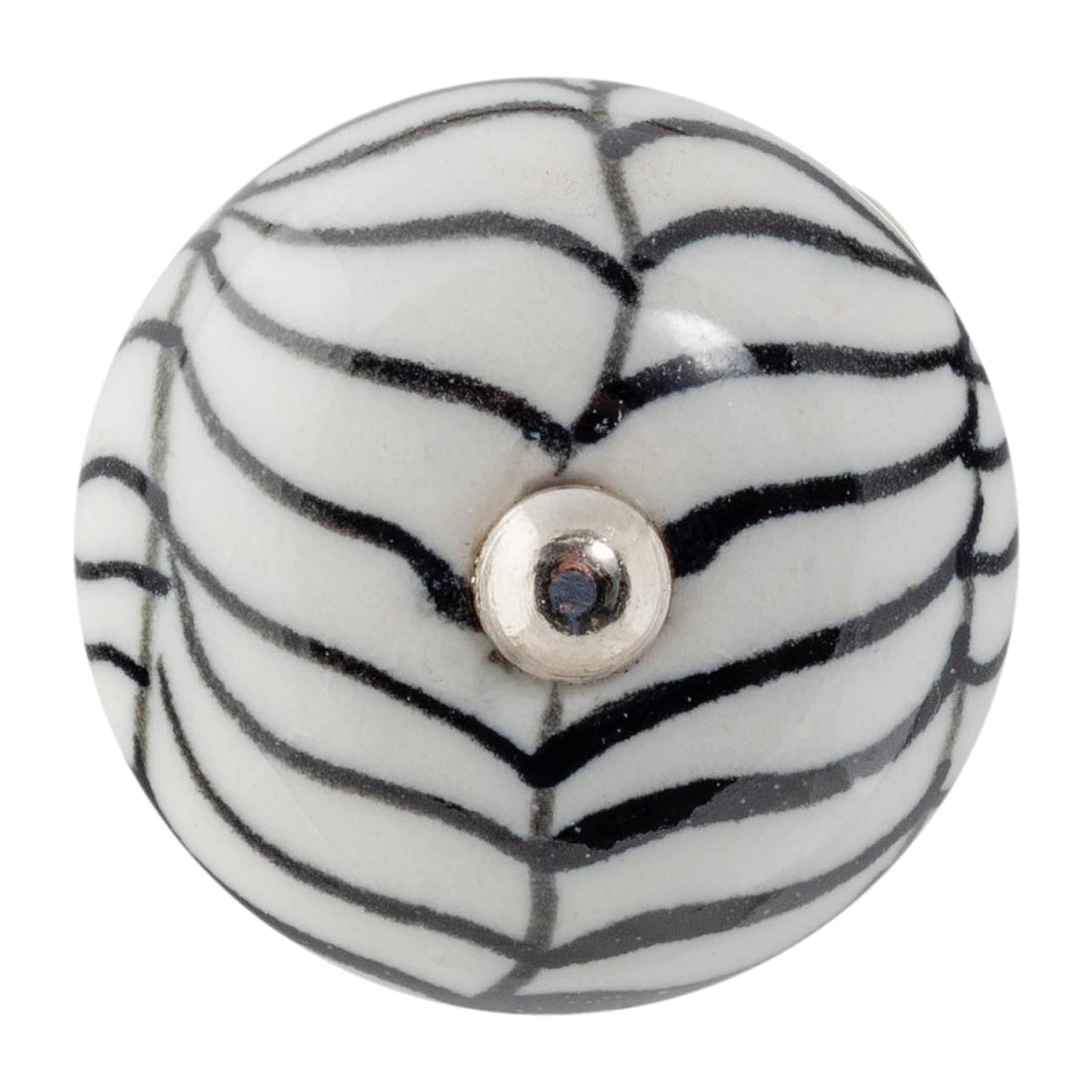 Black Fern 4.5cm Round Geometric Ceramic Cabinet Knob