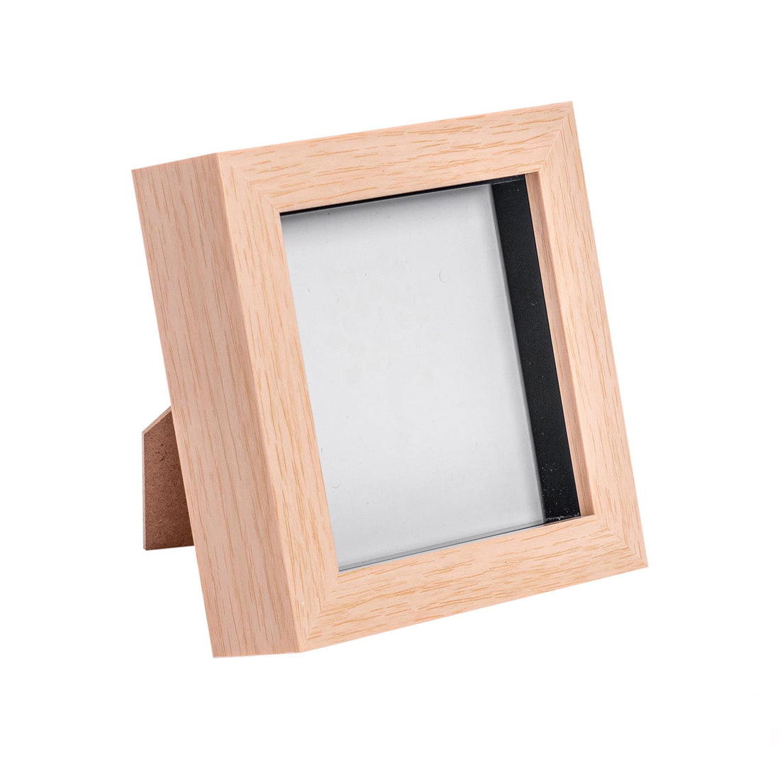 Light Wood 4" x 4" Shadow Box Photo Frame with Black Spacer