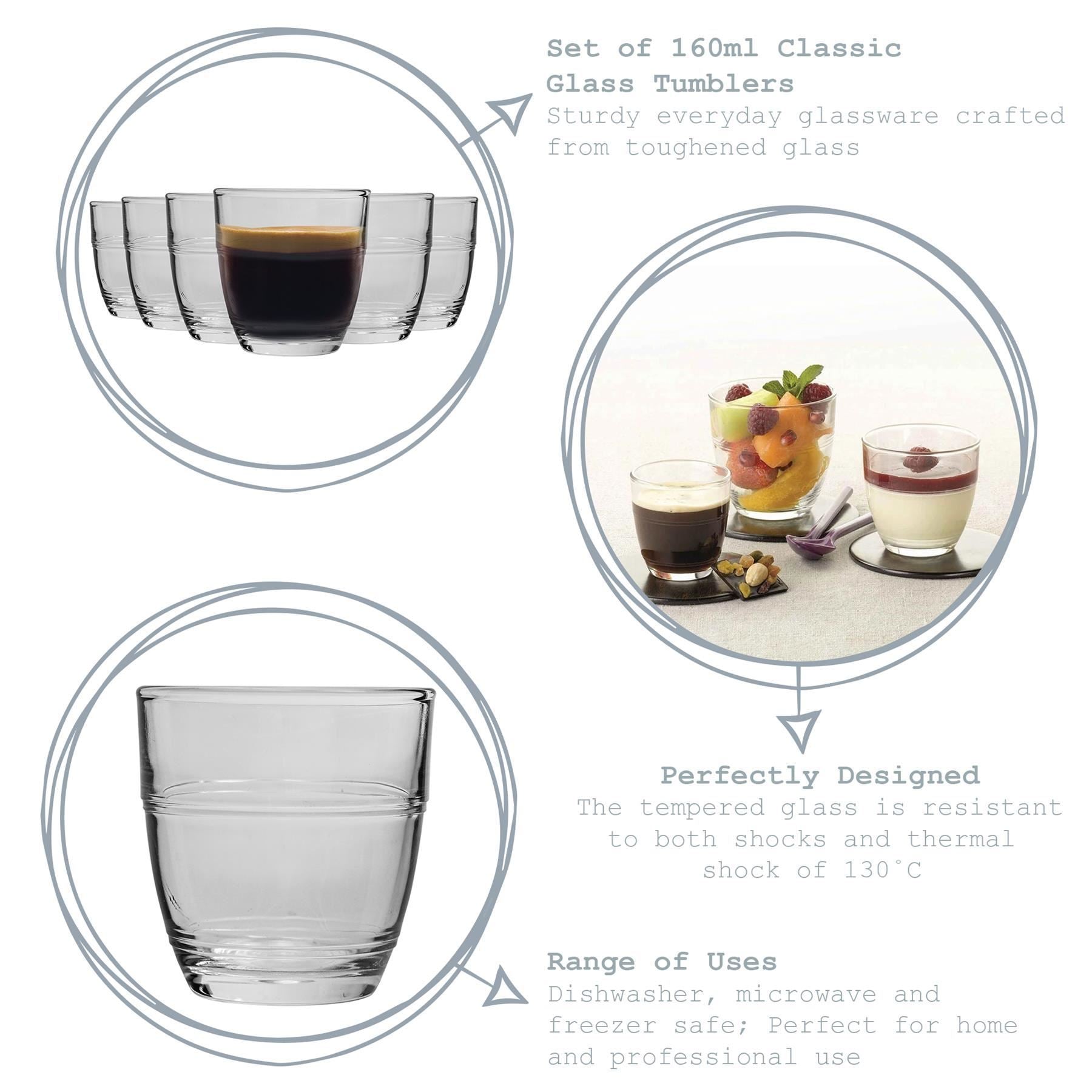 160ml Gigogne Tumbler Glasses - Pack of Six