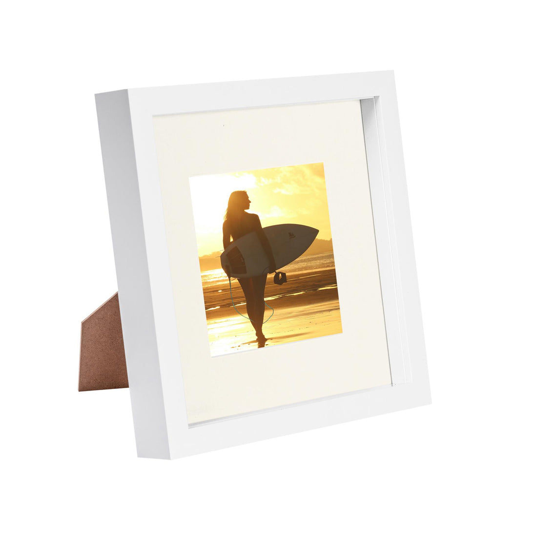 White 8" x 8" Shadow Box Photo Frame with 4" x 4" Ivory Mount &amp; White Spacer