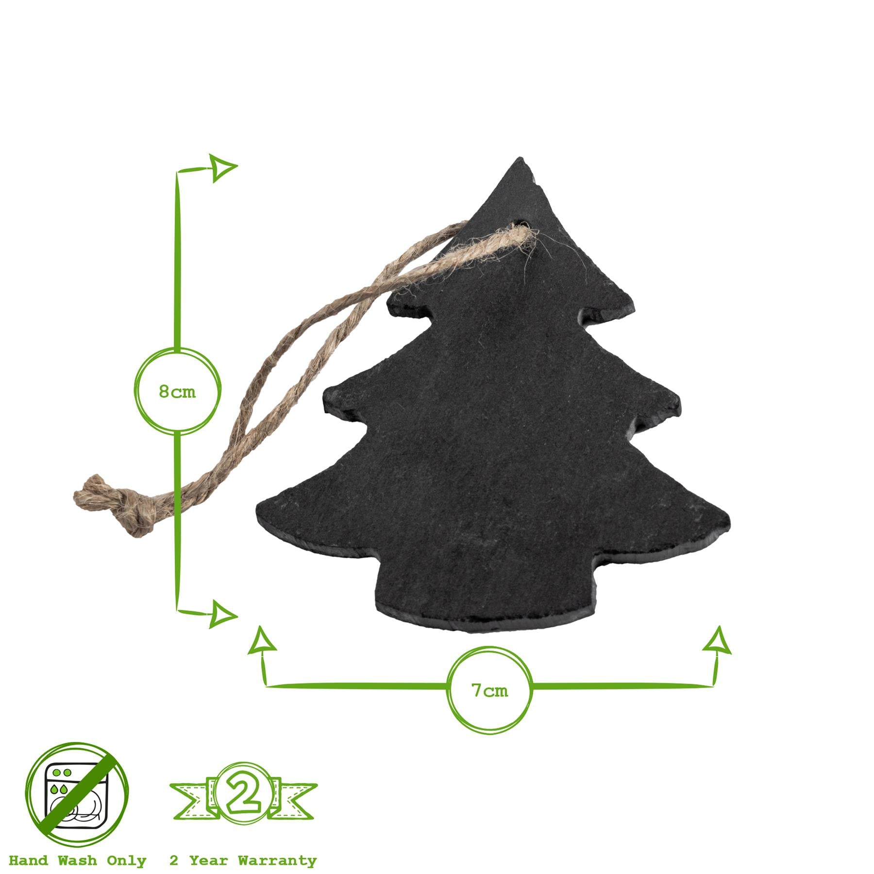 Slate Christmas Tree Decoration - Pack of Six