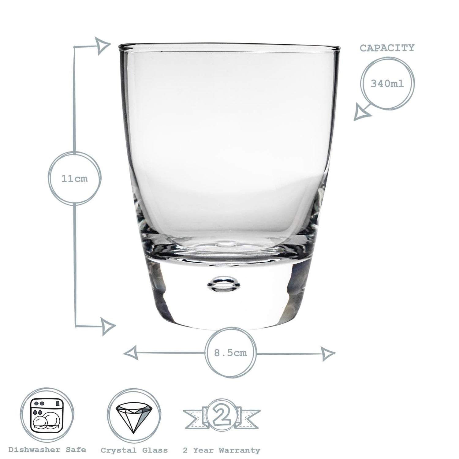 340ml Luna Double Whiskey Glasses - Pack of Six