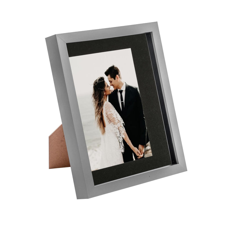 8" x 10" Grey 3D Box Photo Frame with 5" x 7" Mount - By Nicola Spring