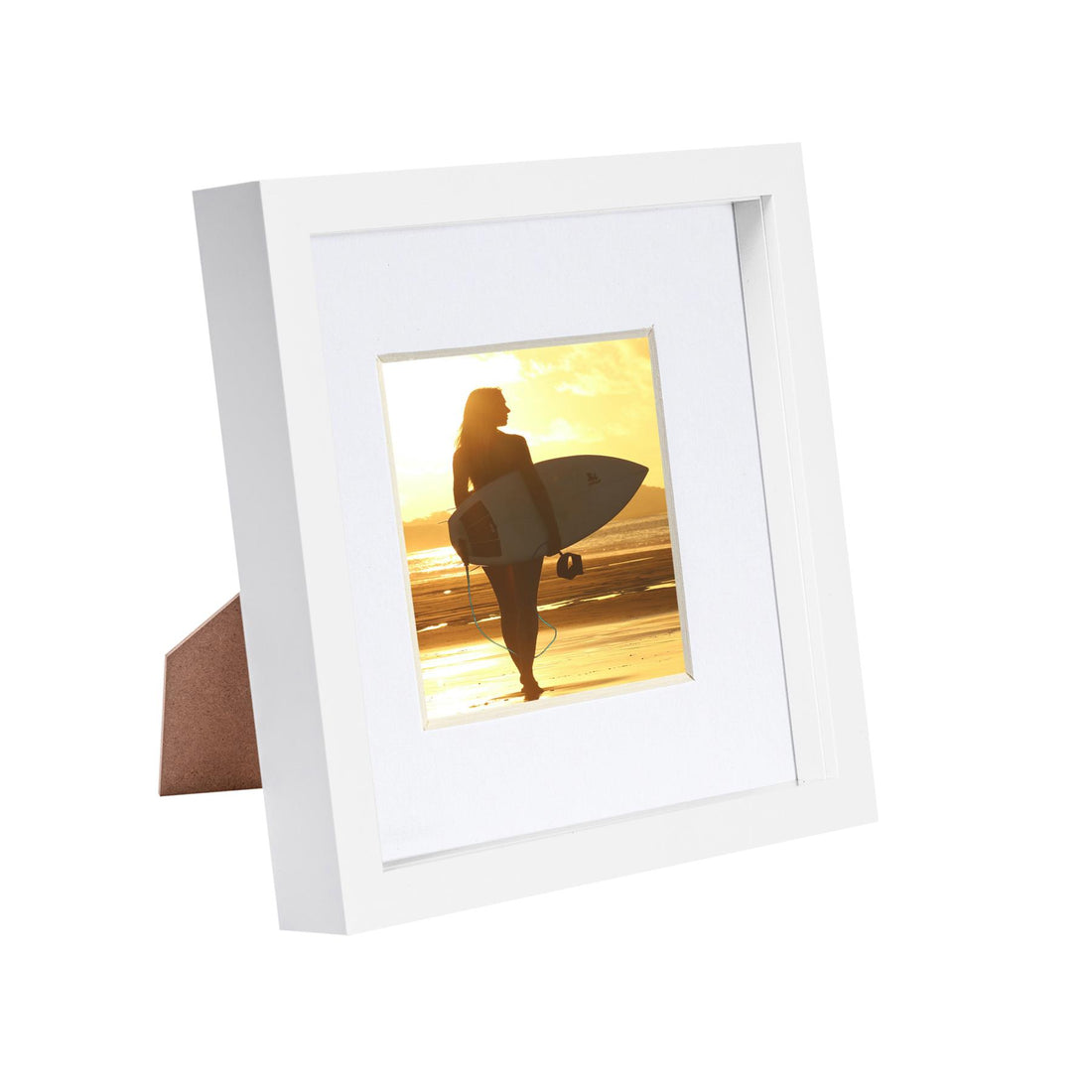 White 8" x 8" Shadow Box Photo Frame with 4" x 4" White Mount &amp; White Spacer