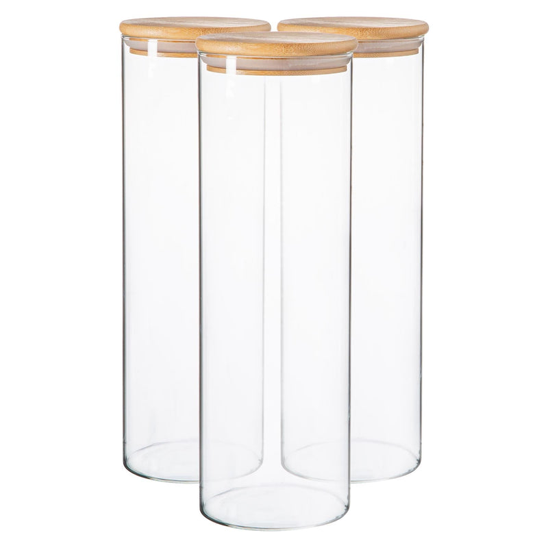 2L Wooden Lid Storage Jars - Pack of 3 - By Argon Tableware