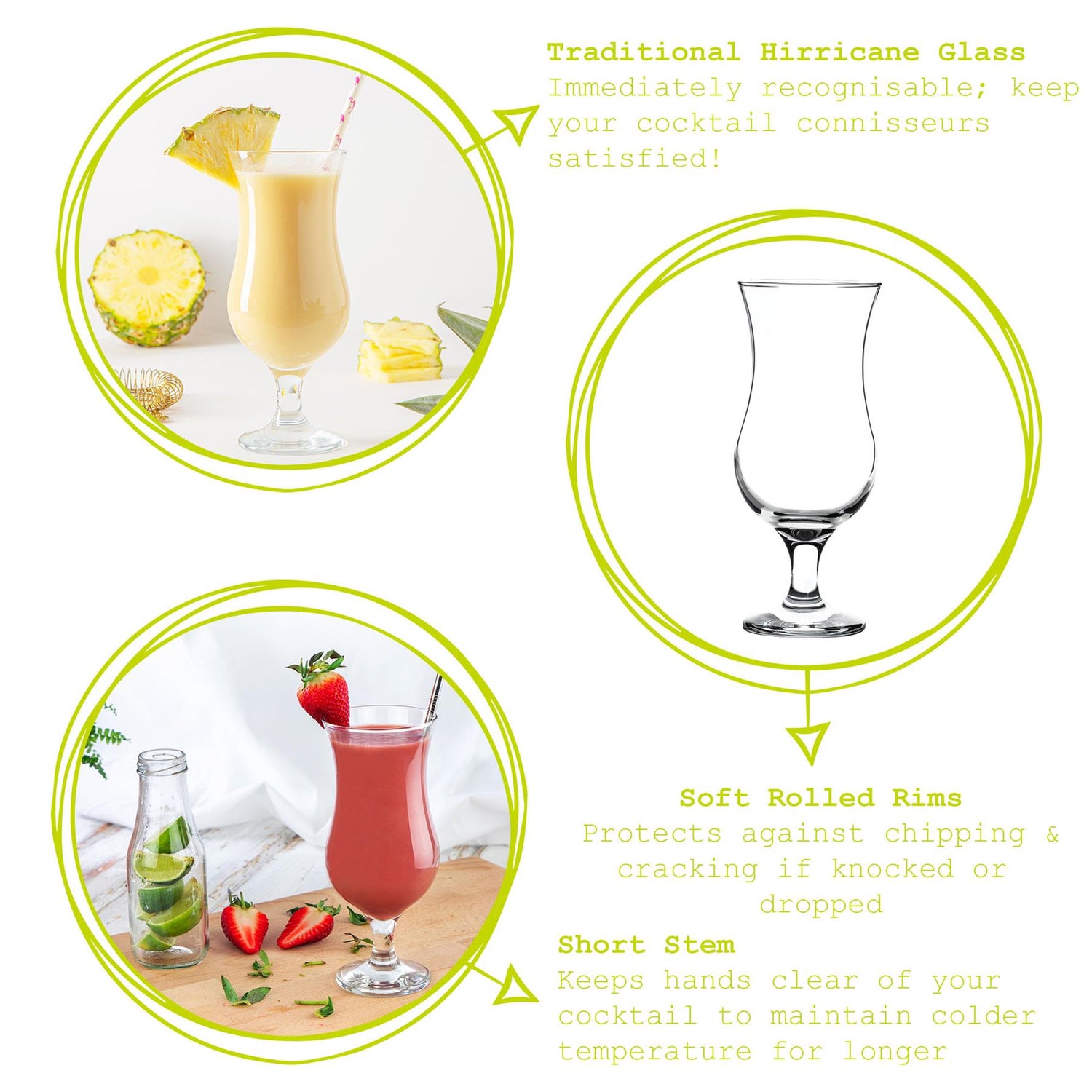 460ml Hurricane Cocktail Glasses - Pack of Six