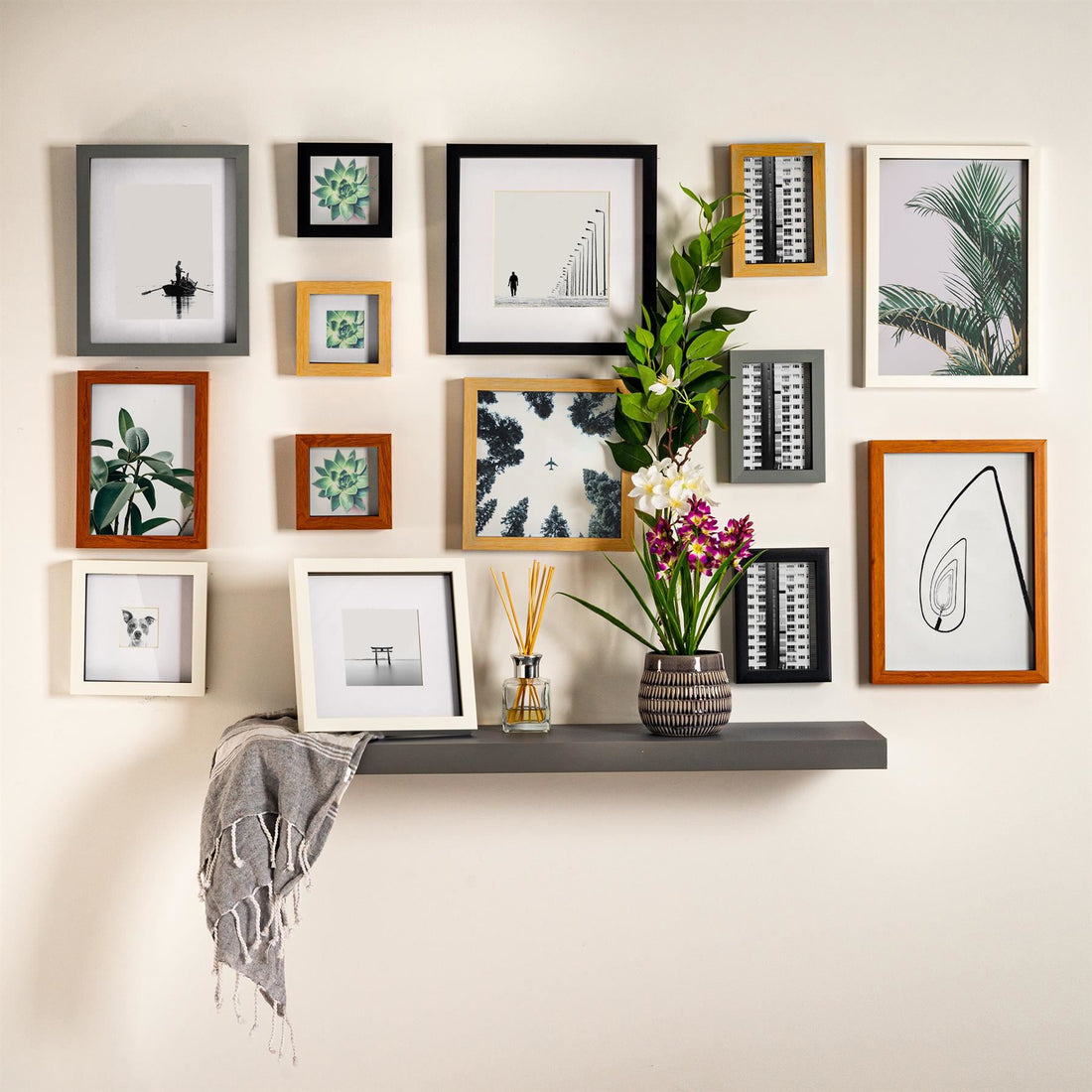 Dark Wood 8" x 8" Shadow Box Photo Frame with 6" x 6" White Mount