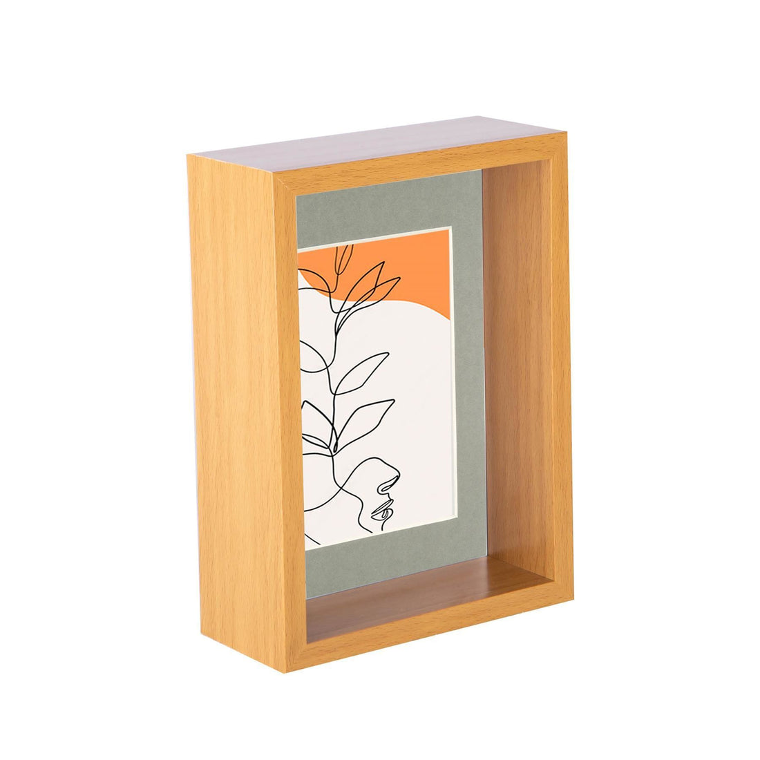 Medium Wood 5" x 7" Deep Shadow Box Photo Frame with 4" x 6" Grey Mount
