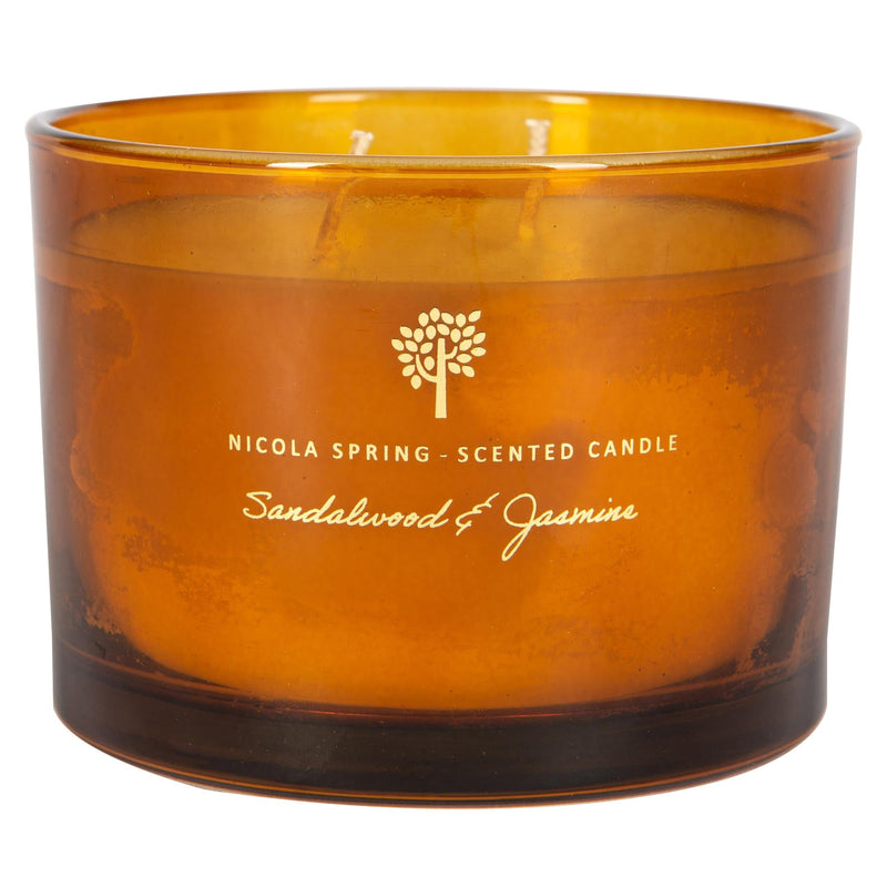 350g Double Wick Sandalwood & Jasmine Scented Soy Wax Candle - by Nicola Spring