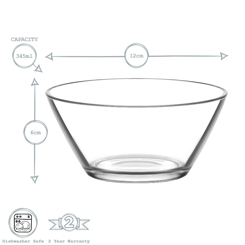345ml Clear Vega Glass Bowls - Pack of Six - By LAV