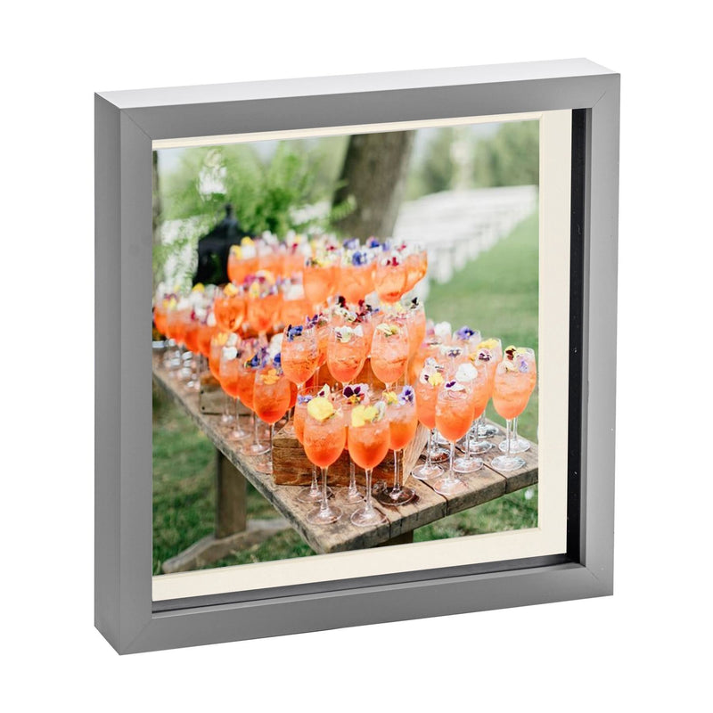 10" x 10" Grey 3D Box Photo Frame with 8" x 8" Mount - By Nicola Spring