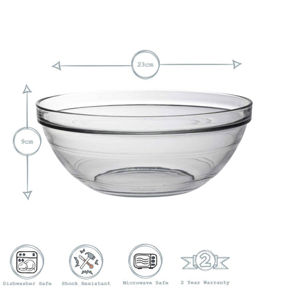 23cm Clear Lys Glass Nesting Mixing Bowl