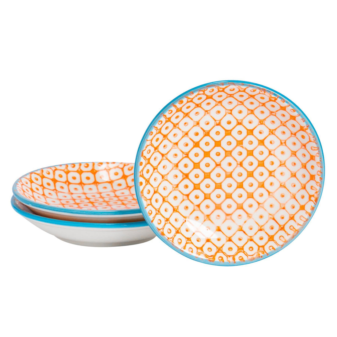 Orange 10cm Hand-Printed Stoneware Sauce Dishes - Pack of 6