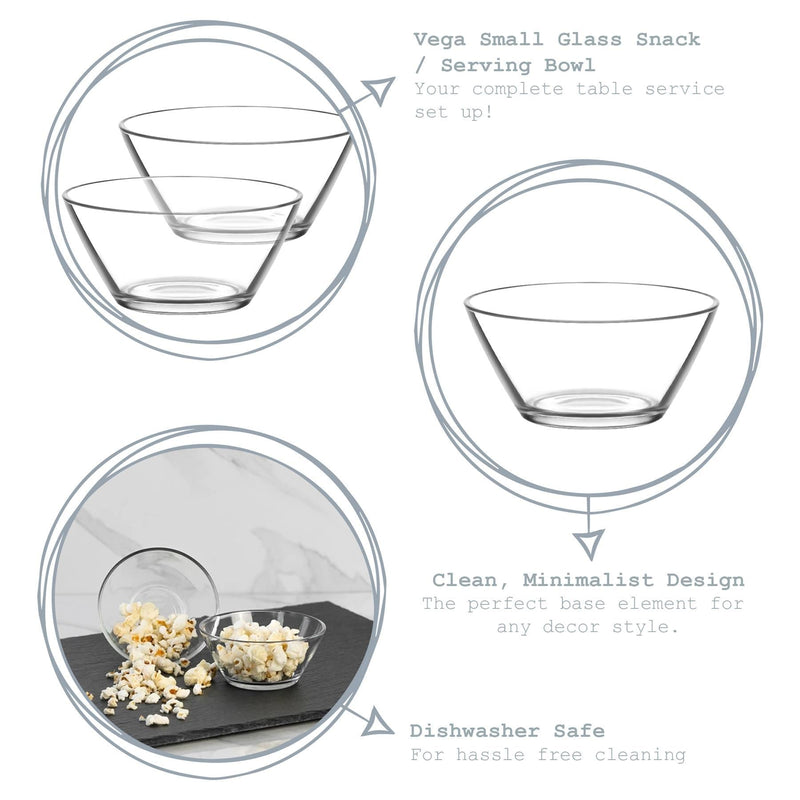 215ml Clear Vega Glass Bowls - Pack of Six - By LAV