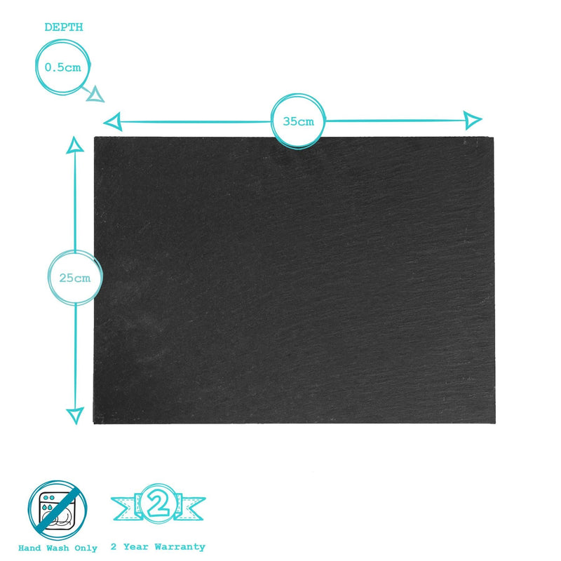 Black Rectangle Linea Slate Placemats - Pack of Six - By Argon Tableware