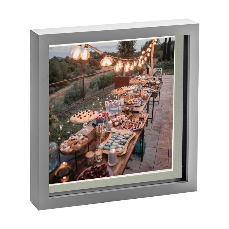 10" x 10" Grey 3D Box Photo Frame with 8" x 8" Mount - By Nicola Spring