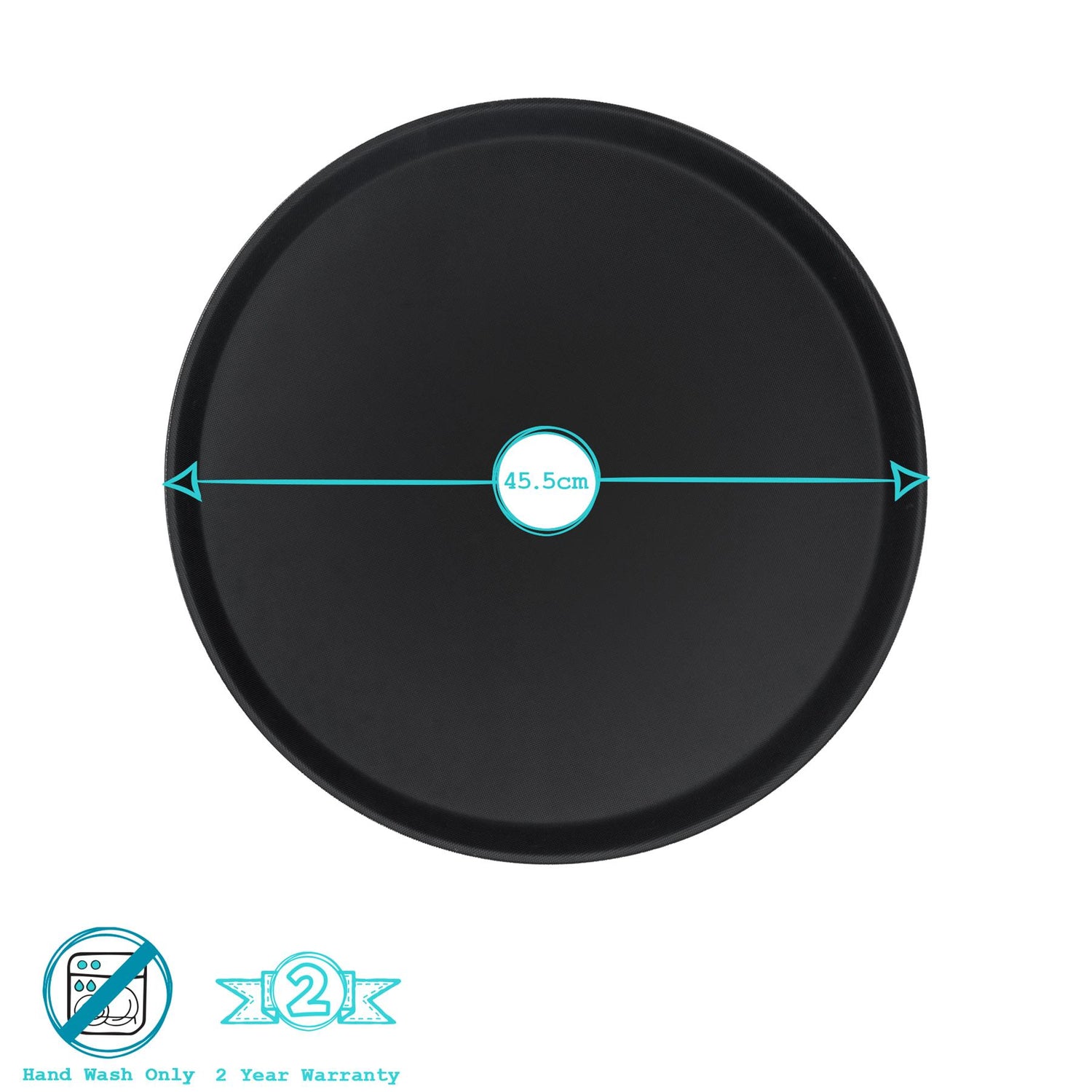 45cm Black Round Non-Slip Serving Tray