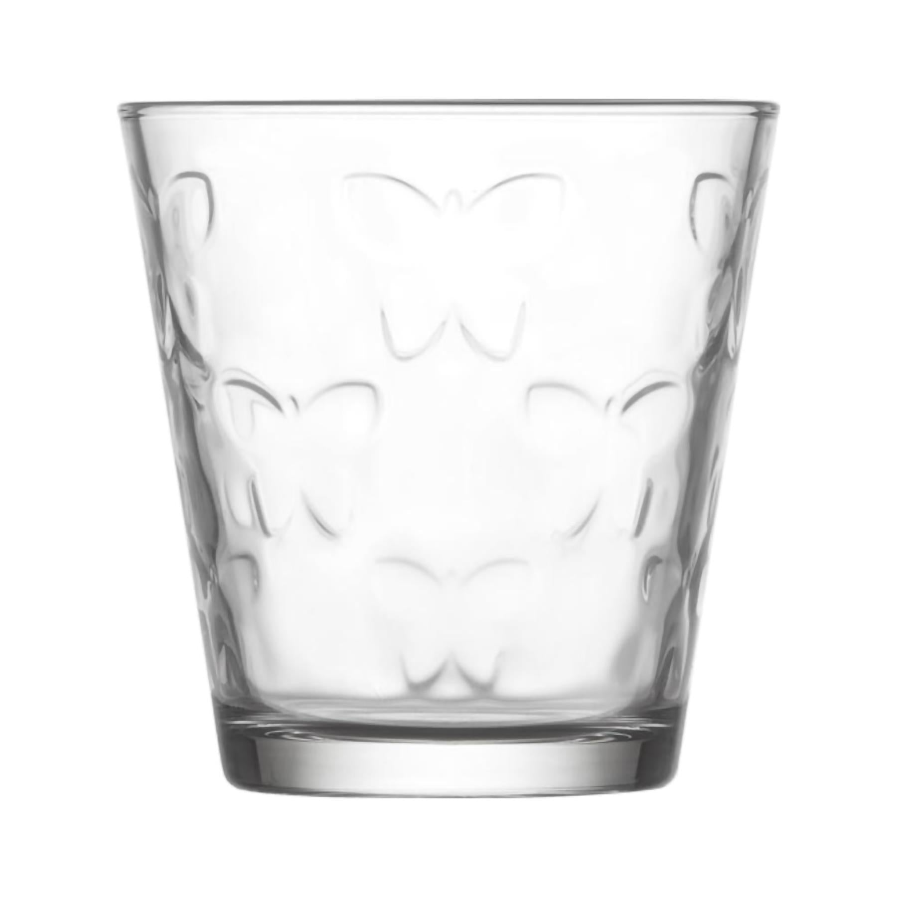 325ml Kelebek Embossed Butterfly Tumbler Glasses - Pack of Six