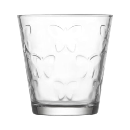 325ml Kelebek Embossed Butterfly Tumbler Glasses - Pack of Six