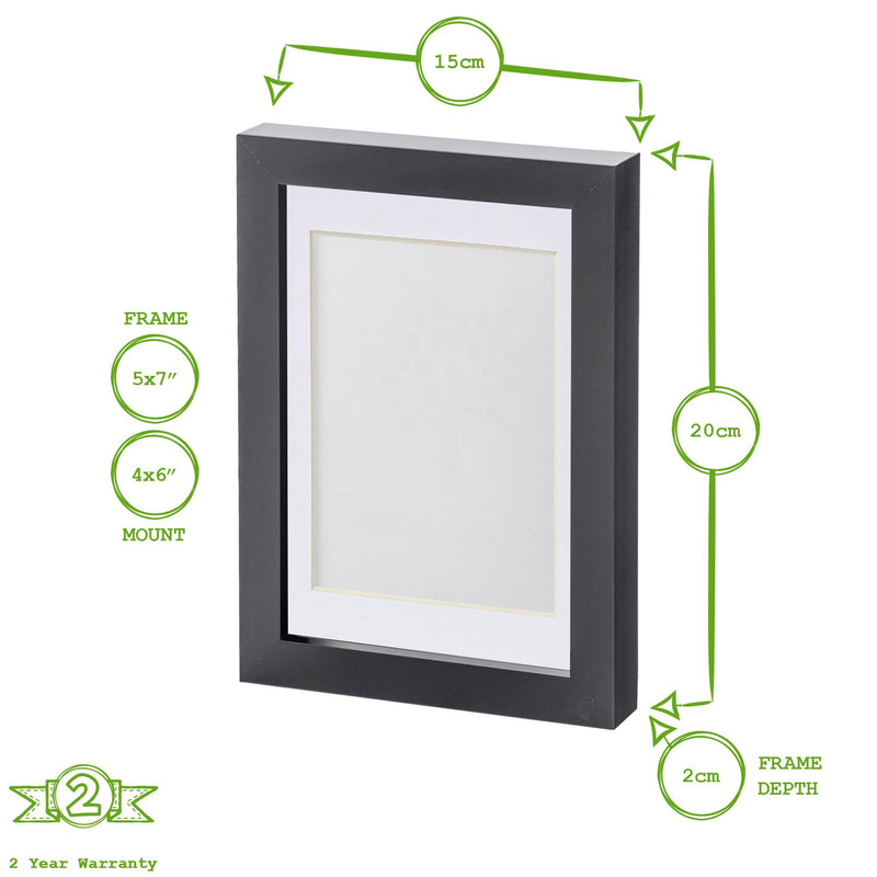 Black 5" x 7" Photo Frame with 4" x 6" Mount - By Nicola Spring