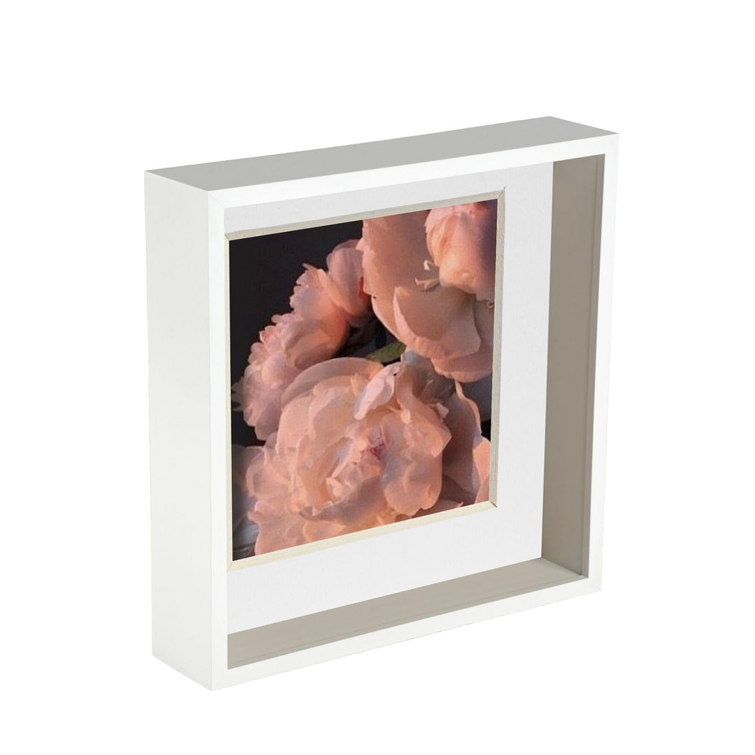 White 10" x 10" Deep Shadow Box Photo Frame with 8" x 8" White Mount