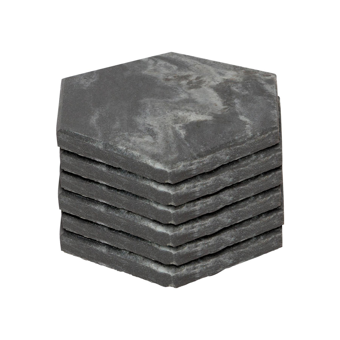 Black Hexagonal Marble Coasters - Pack of 6