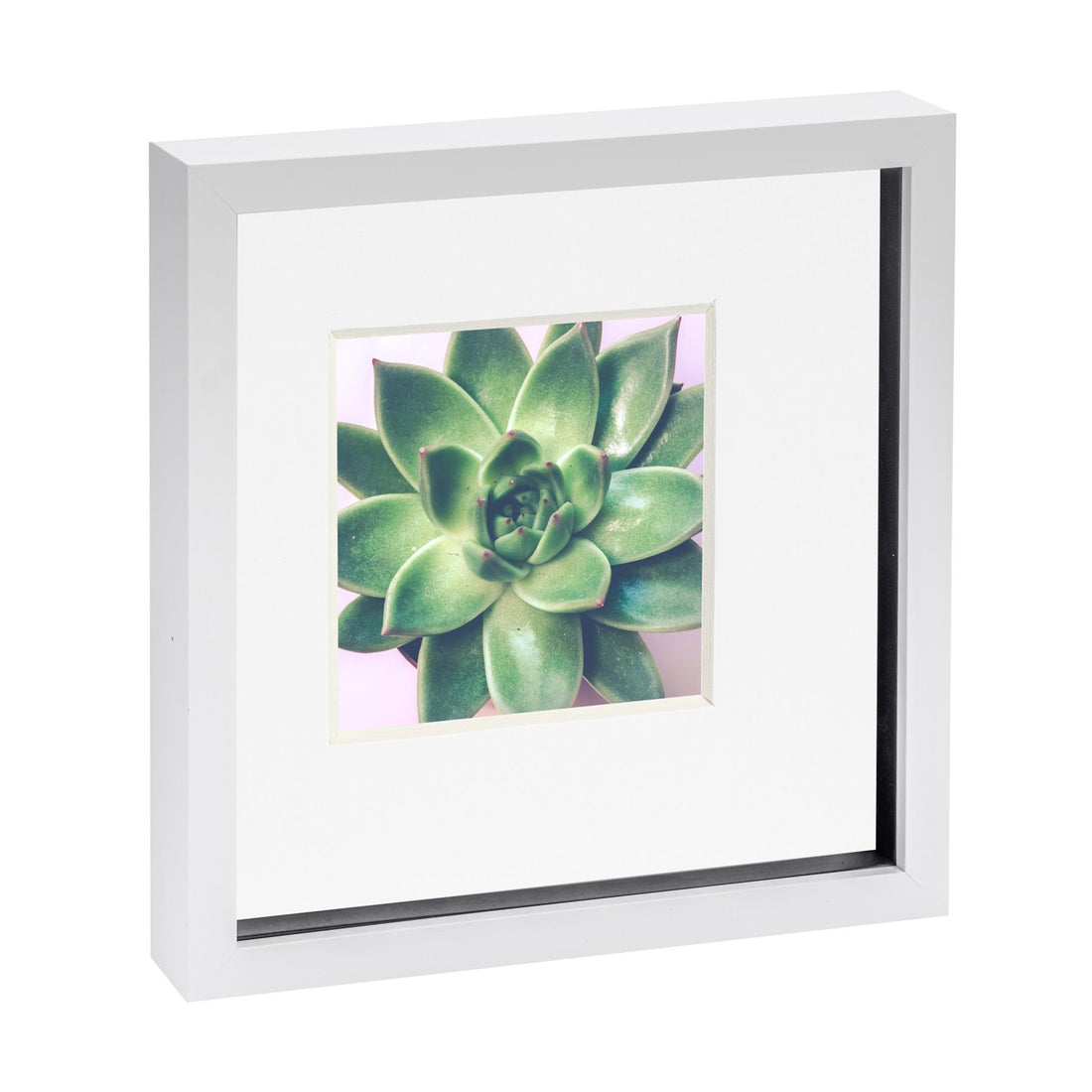 White 10" x 10" Shadow Box Photo Frame with 6" x 6" White Mount &amp; Black Spacer