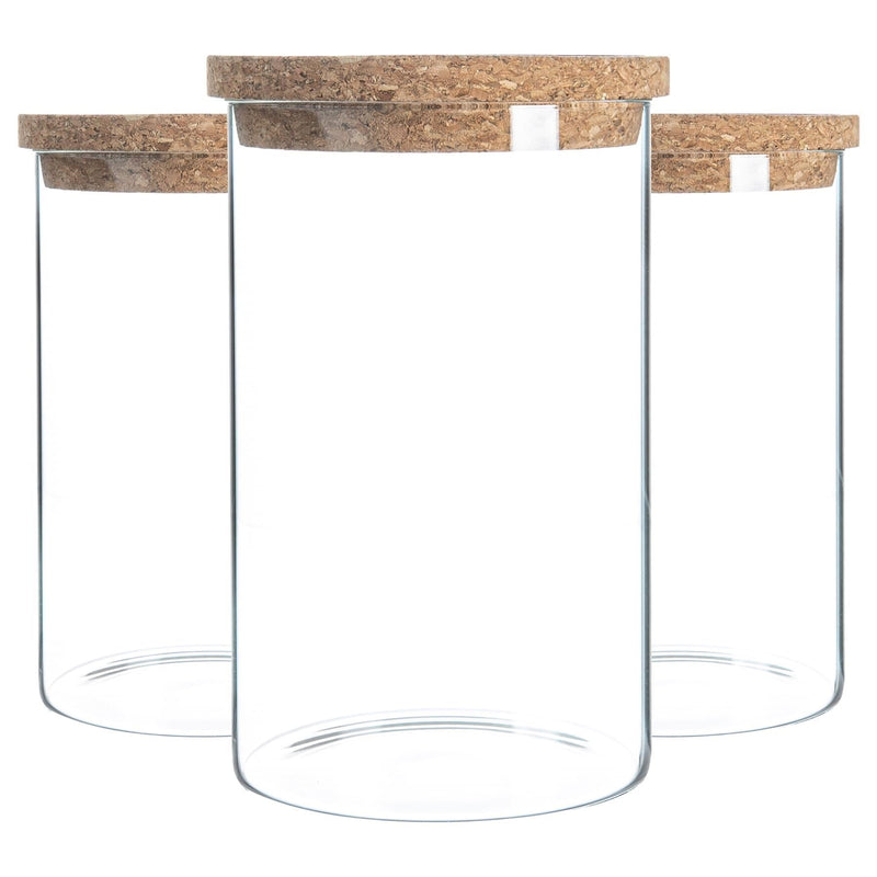 1L Cork Lid Storage Jars - Pack of 3 - By Argon Tableware