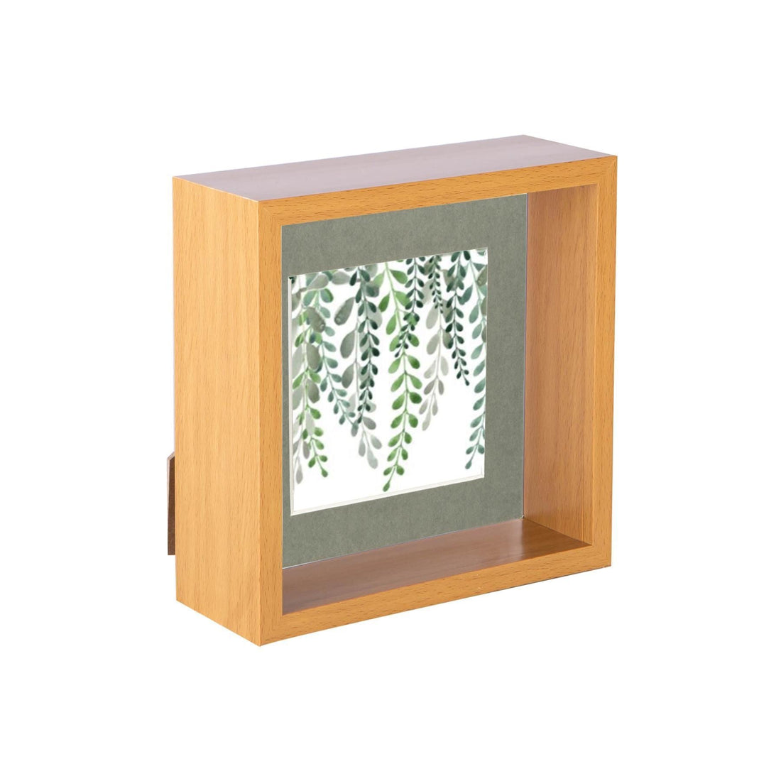 Medium Wood 6" x 6" Deep Shadow Box Photo Frame with 4" x 4" Grey Mount