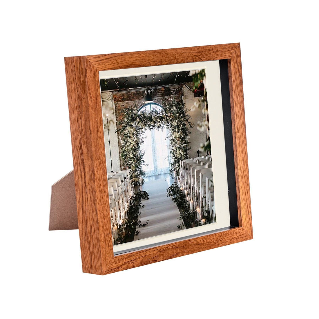 Dark Wood 8" x 8" Shadow Box Photo Frame with 6" x 6" Ivory Mount