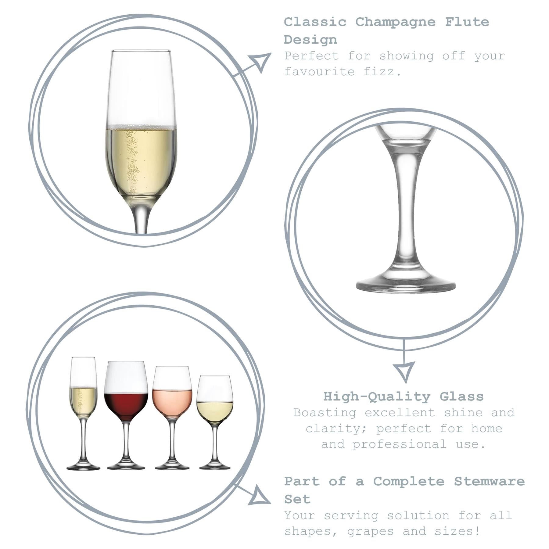 215ml Fame Champagne Flutes Set - Pack of Six