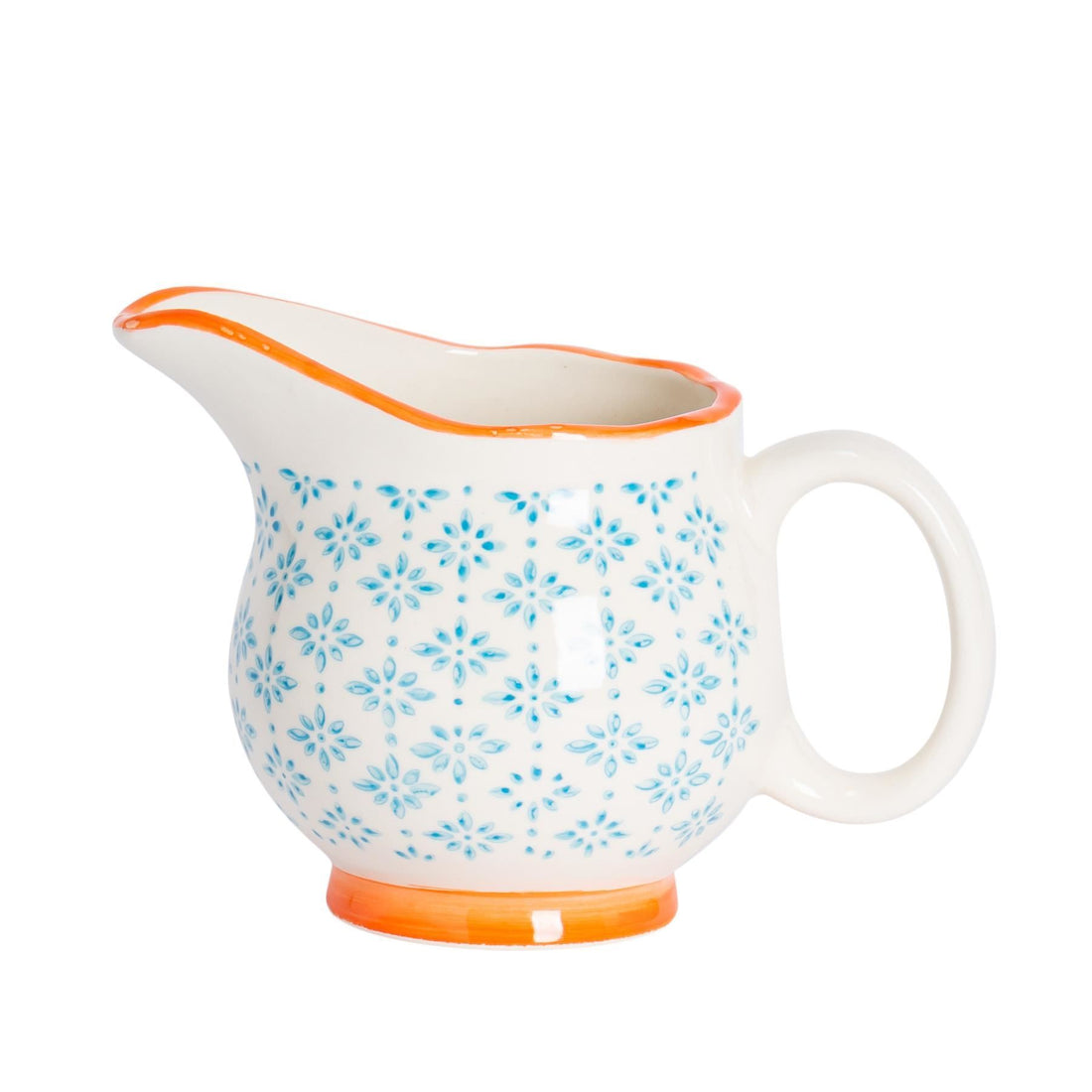 Light Blue 300ml Hand-Printed Stoneware Milk Jug