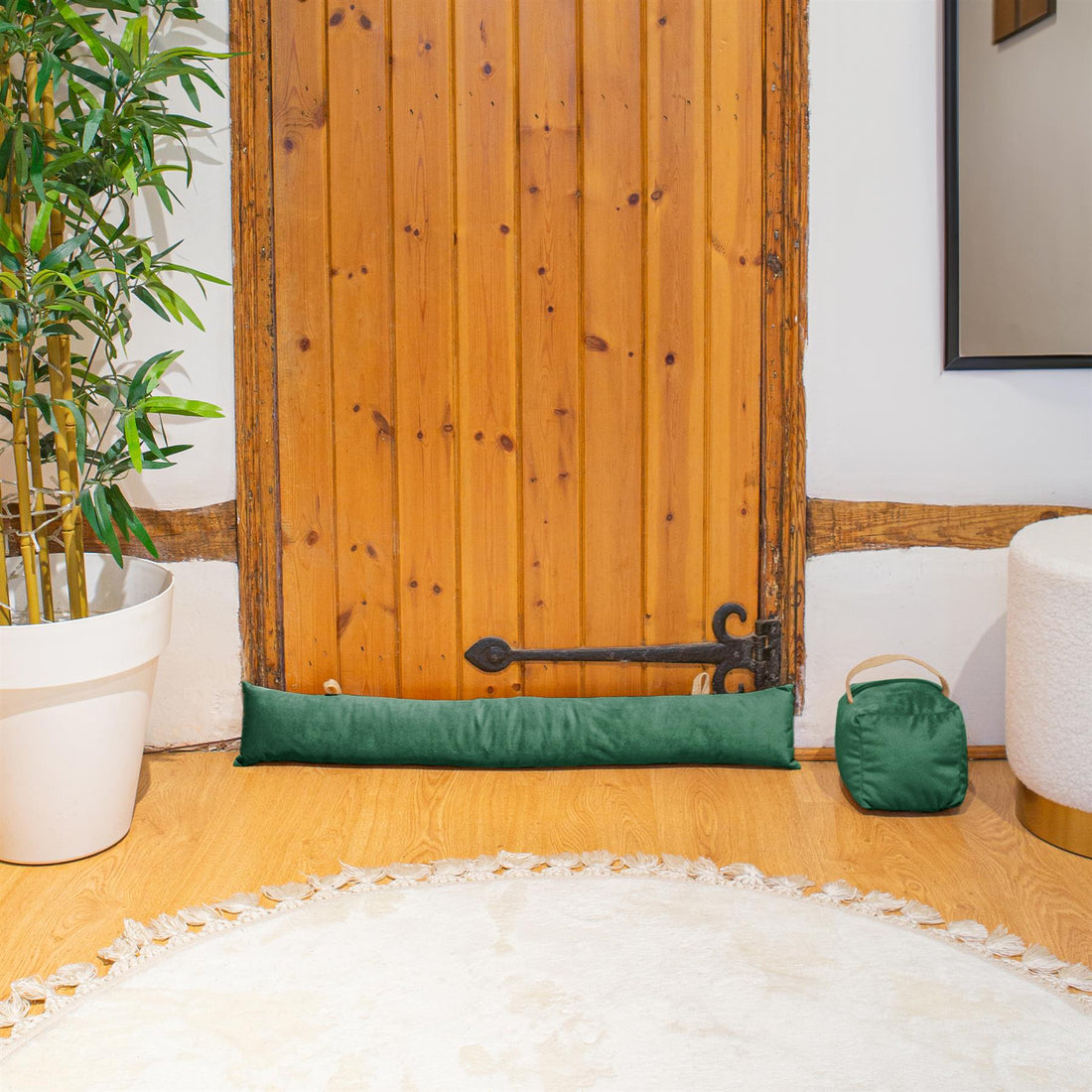 Green Velvet Cube Doorstop
