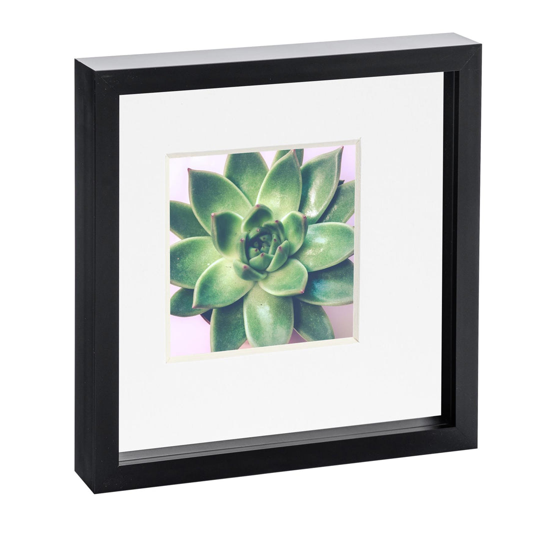 Black 10" x 10" Shadow Box Photo Frame with 6" x 6" White Mount