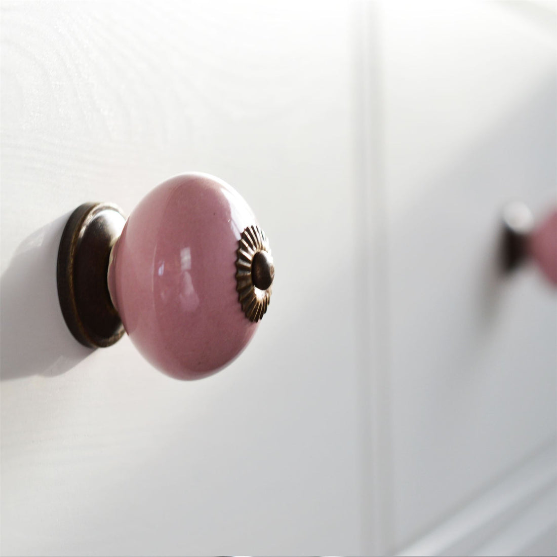 Pink 4.5cm Round Ceramic Cabinet Knob