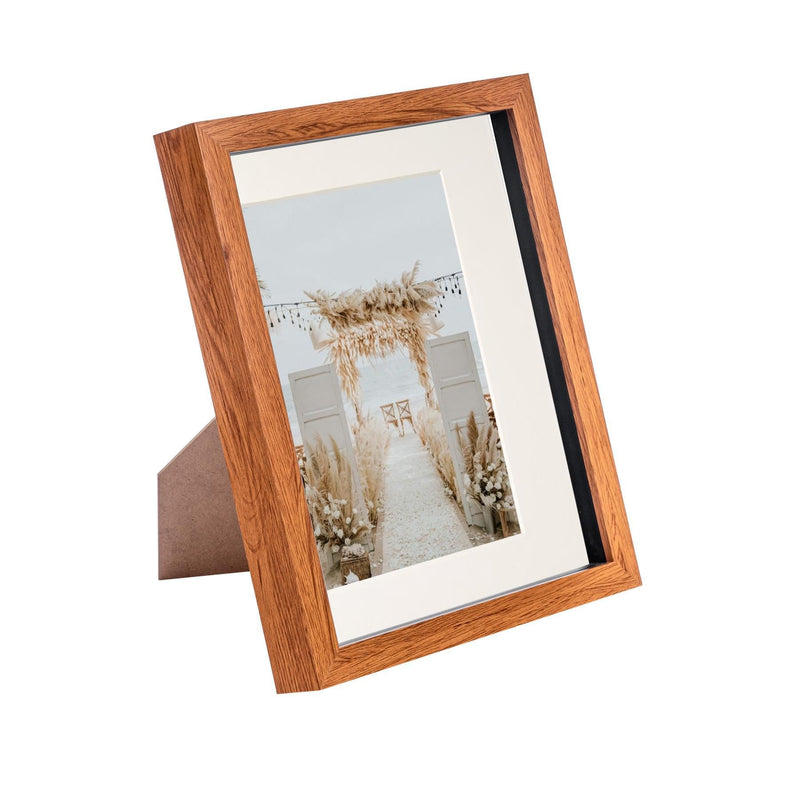 Dark Wood 8" x 10" 3D Box Photo Frame with 5" x 7" Mount - By Nicola Spring